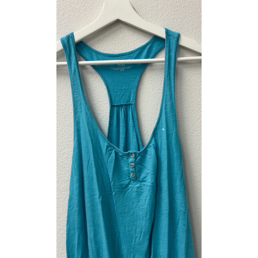 Victoria's Secret Romper M Teal Blue Henley Smocked Racerback Y2K Beach Summer - Picture 2 of 7